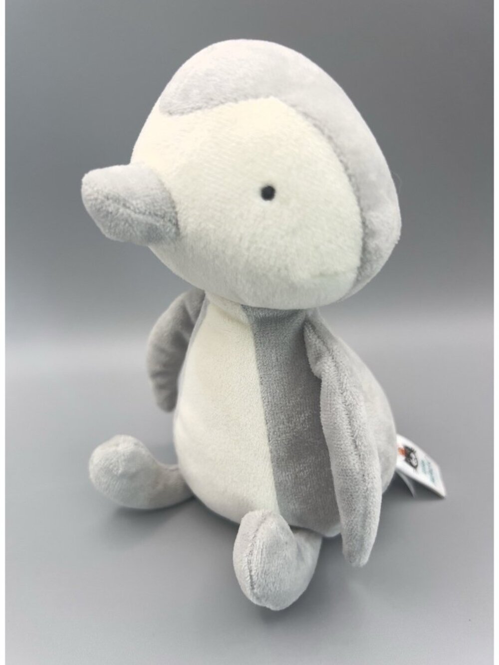 Vintage Little Jellycat Thumble Penguin Plush Gray White Rattle Retired Display